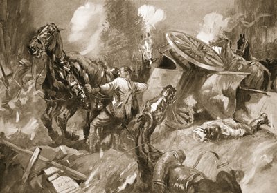 Il conducente Tanser che estrae i cavalli sotto il fuoco pesante da Howard K. Elcock